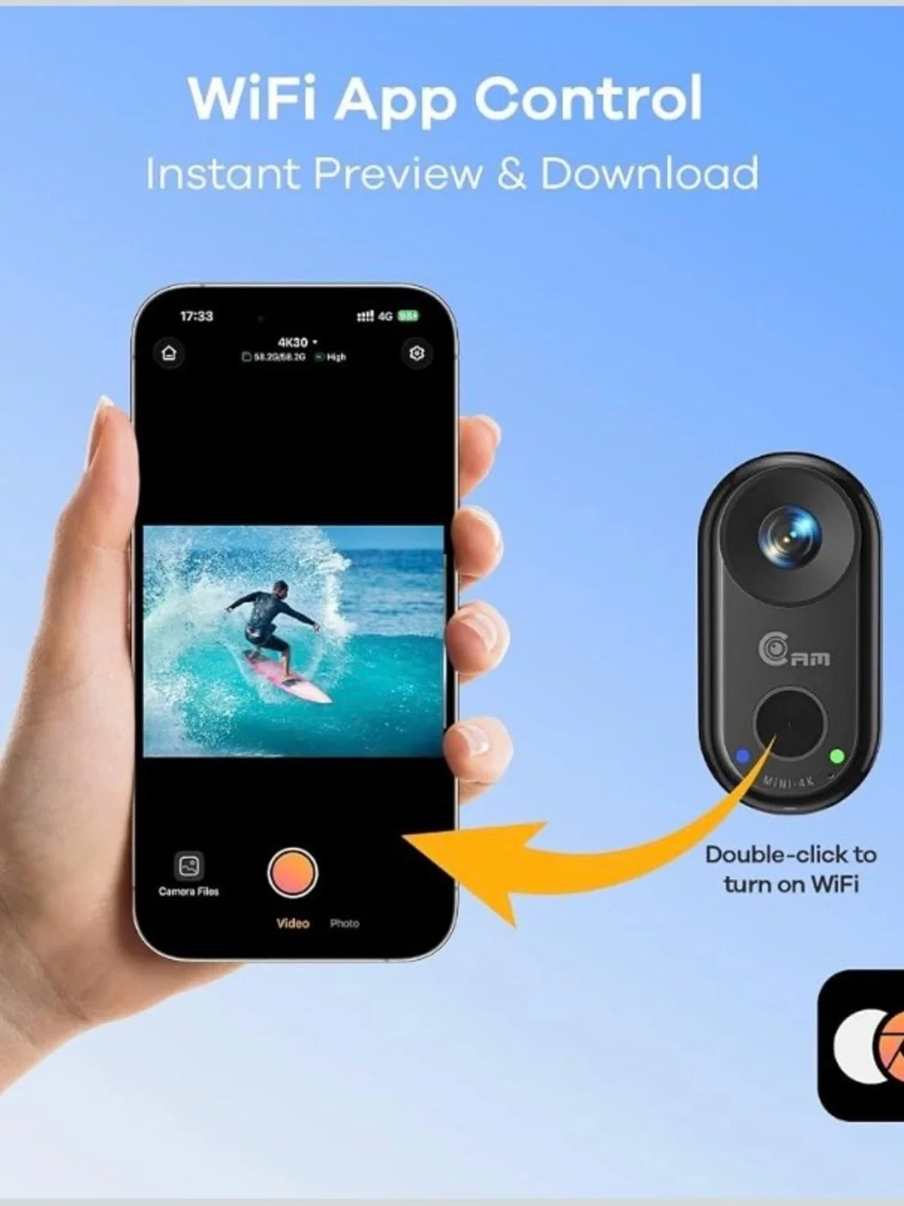 New 4K Mini Wearable Action Camera Waterproof 40M Underwater Body Cam w/ Float